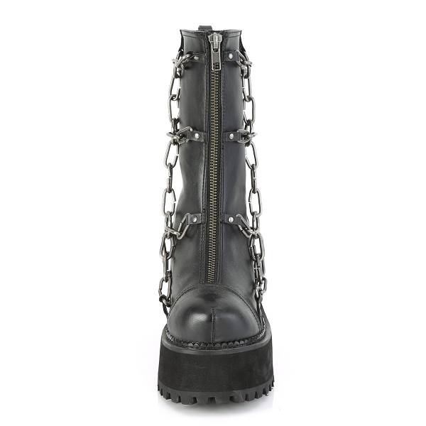 Demonia Women's Assault-66 Platform Ankle Boots - Black Vegan Leather D5609-27US Clearance